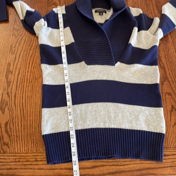 Banana Republic woman’s bold striped sweater 100% cotton Shawl collar Med - Picture 12 of 12